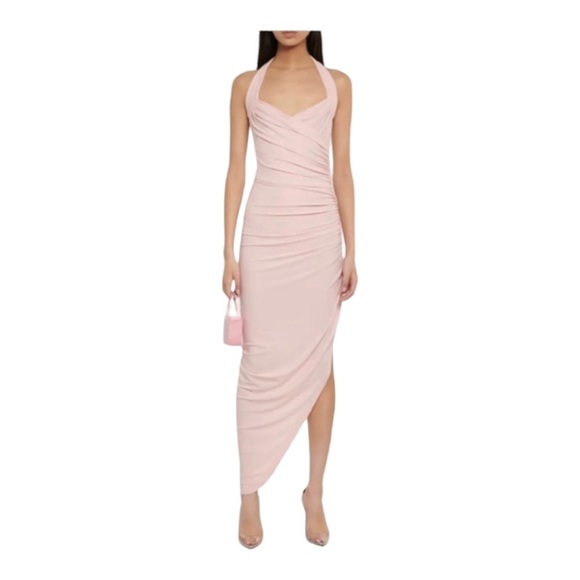 NORMA KAMALI Cayla halter neck ruched midi dress NWOT - Picture 7 of 8